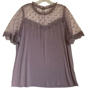 Perch by Blu Pepper Top XL Lavender Sweetheart Lace Babydoll Fairy Coquette